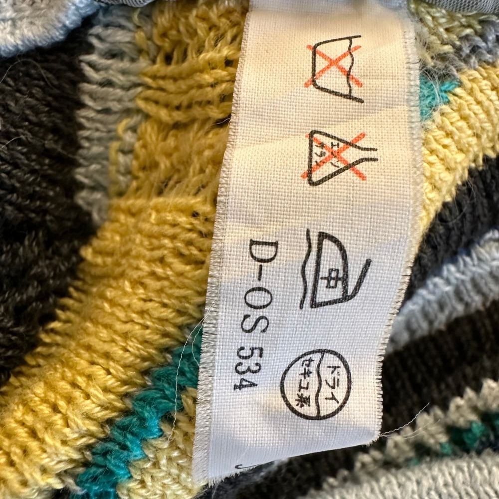 Coogi Austrailia 3D Knit Sweater Dress Top Blue Yellow Textured Sleeveless - Picture 11 of 14